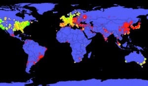 Mapa de la investigación mundial elaborado por los autores / UGR 